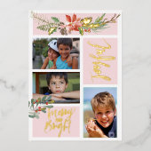 Joyful メリー and Bright Christmasフォト赤面金ゴールド 箔シーズンカード (正面)