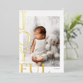 Joyful モダン2写真クリスマス 箔シーズンカード (立ち正面)