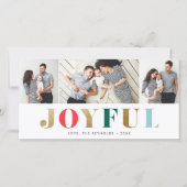 Joyful モダン 3フォトクリスマスホリデーカード (正面)
