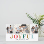 Joyful モダン 3フォトクリスマスホリデーカード (スタンド正面)