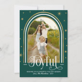 Joyful モダン Arch Frameファミリーフォトグリーン シーズンカード (正面)