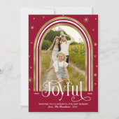 Joyful モダン Arch Frameファミリーフォトレッド シーズンカード (正面)