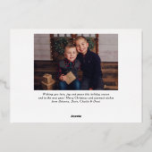 Joyful モダン Blueと金ゴールドスクリプトのフォトコラージュ 箔シーズンカード (裏面)