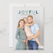 Joyful モダン Blue Greenレタリング写真 シーズンカード (正面)