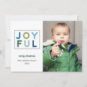 Joyful モダン Blue Greenレタリング写真 シーズンカード (正面)
