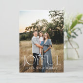Joyful モダン Christmas Photoミニマルデザイン シーズンカード (スタンド正面)