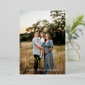 Joyful モダン Christmas Photoミニマルデザイン 箔シーズンカード (立ち正面)