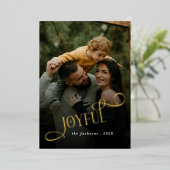 Joyful モダン Family 2写真クリスマス 箔シーズンカード (立ち正面)