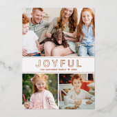 Joyful モダン Family Photo Collageバラ金ゴールド 箔シーズンカード (正面)