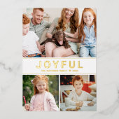 Joyful モダン Family Photo Collage金ゴールド 箔シーズンカード (正面)