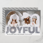 Joyful モダン gray 2 photo arch overlay collage 箔シーズンカード<br><div class="desc">モダンクリスマスJoyful gray 2フォトアーチは銀の箔とコラージュ実在を重ねる。</div>