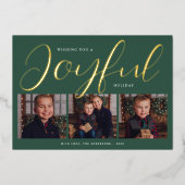 Joyful モダン Greenと金ゴールドScriptフォトコラージュ 箔シーズンカード (正面)