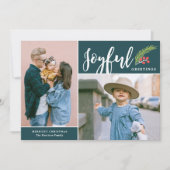 Joyful モダン Greetings Two Photoティール（緑がかった色） シーズンカード (正面)