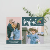 Joyful モダン Greetings Two Photoティール（緑がかった色） シーズンカード (スタンド正面)