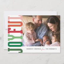 Joyful モダン Holidayカラフル Photo Card