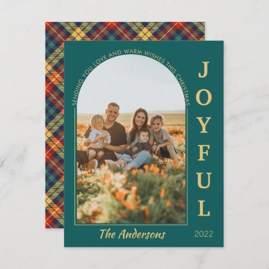 Joyful モダン Minimalistエレガント Arch Photo Green シーズンカード (正面/裏面)