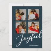 Joyful モダン Minimalist Blue Script 4写真 シーズンカード (正面)
