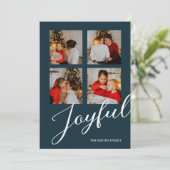 Joyful モダン Minimalist Blue Script 4写真 シーズンカード (スタンド正面)