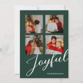 Joyful モダン Minimalist Green Script 4 Photo シーズンカード (正面)