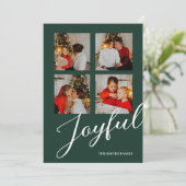 Joyful モダン Minimalist Green Script 4 Photo シーズンカード (スタンド正面)