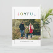 Joyful モダン Redカラフル Greenレタリング写真 シーズンカード (スタンド正面)