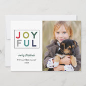 Joyful モダン Redカラフル Greenレタリング写真 シーズンカード (正面)