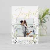 Joyful モダン Script Photo 箔シーズンカード (立ち正面)