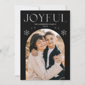 Joyful モダン Snowflake Black Arch Photo シーズンカード (正面)