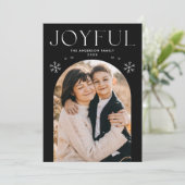 Joyful モダン Snowflake Black Arch Photo シーズンカード (スタンド正面)