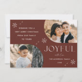 Joyful モダン Snowflake Brown Arch 2 Photo シーズンカード (正面)