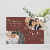 Joyful モダン Snowflake Brown Arch 2 Photo シーズンカード (スタンド正面)