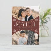 Joyful モダン Snowflake Brown Oval Arch 2 Photo シーズンカード (スタンド正面)