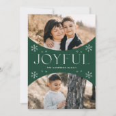 Joyful モダン Snowflake Green Oval Arch 2 Photo シーズンカード (正面)