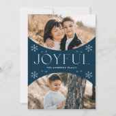Joyful モダン Snowflake Navy Oval Arch 2 Photo シーズンカード (正面)