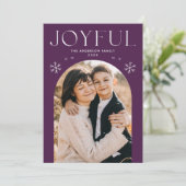 Joyful モダン Snowflake Purple Arch Photo シーズンカード (スタンド正面)