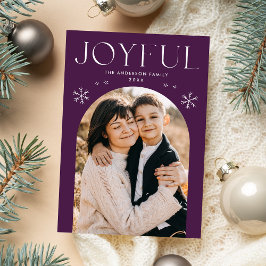 Joyful モダン Snowflake Purple Arch Photo シーズンカード