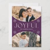 Joyful モダン Snowflake Purple Oval Arch 2 Photo シーズンカード (正面)