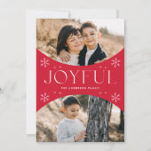 Joyful モダン Snowflake Red Oval Arch 2 Photo シーズンカード (正面)
