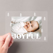 Joyful モダン Trees Holiday Photo アクリル招待状 (インサイチュ (ポータブル))