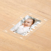 Joyful モダン Trees Holiday Photo アクリル招待状 (レイダウン)