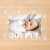 Joyful モダン Trees Holiday Photo アクリル招待状 (正面)