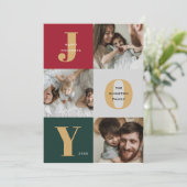 Joyful モダン Trioフォトコラージュ赤緑 シーズンカード (スタンド正面)