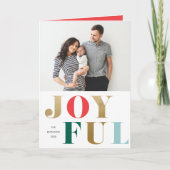 Joyful モダン Type 2写真エレガントクリスマス シーズンカード (正面)