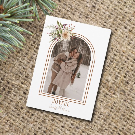 Joyful 素朴 Arch Photo Christmas Card シーズンカード