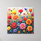 Joyful Abstract Flower Garden Design キャンバスプリント (正面)