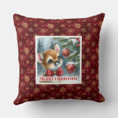 Joyful Baby Deer Snowy Forest Kids Gift Christmas  クッション (裏面)