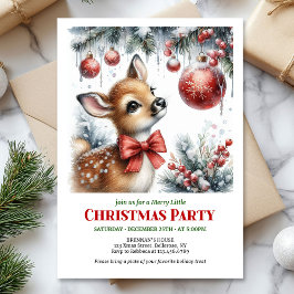 Joyful baby deer watercolor Christmas invite digit 招待状