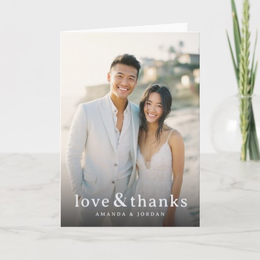 Joyful Beige Elegant Photo サンキューカード (正面)