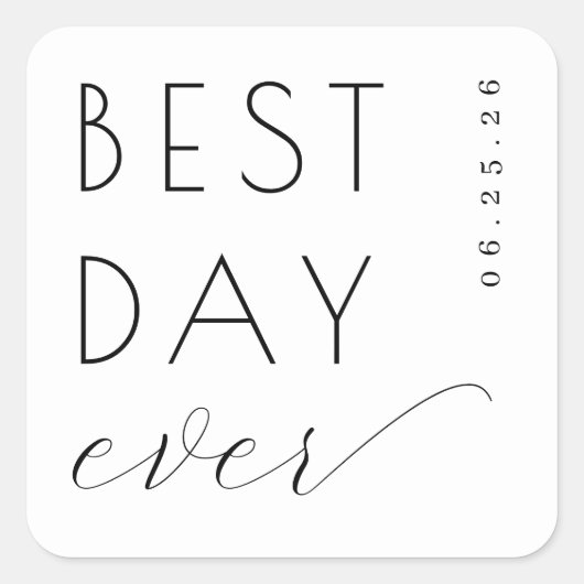 Joyful Black Typographic スクエアシール (正面)