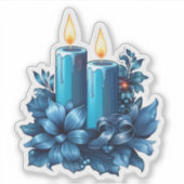 Joyful Blue Candle for Christmas シール (正面)